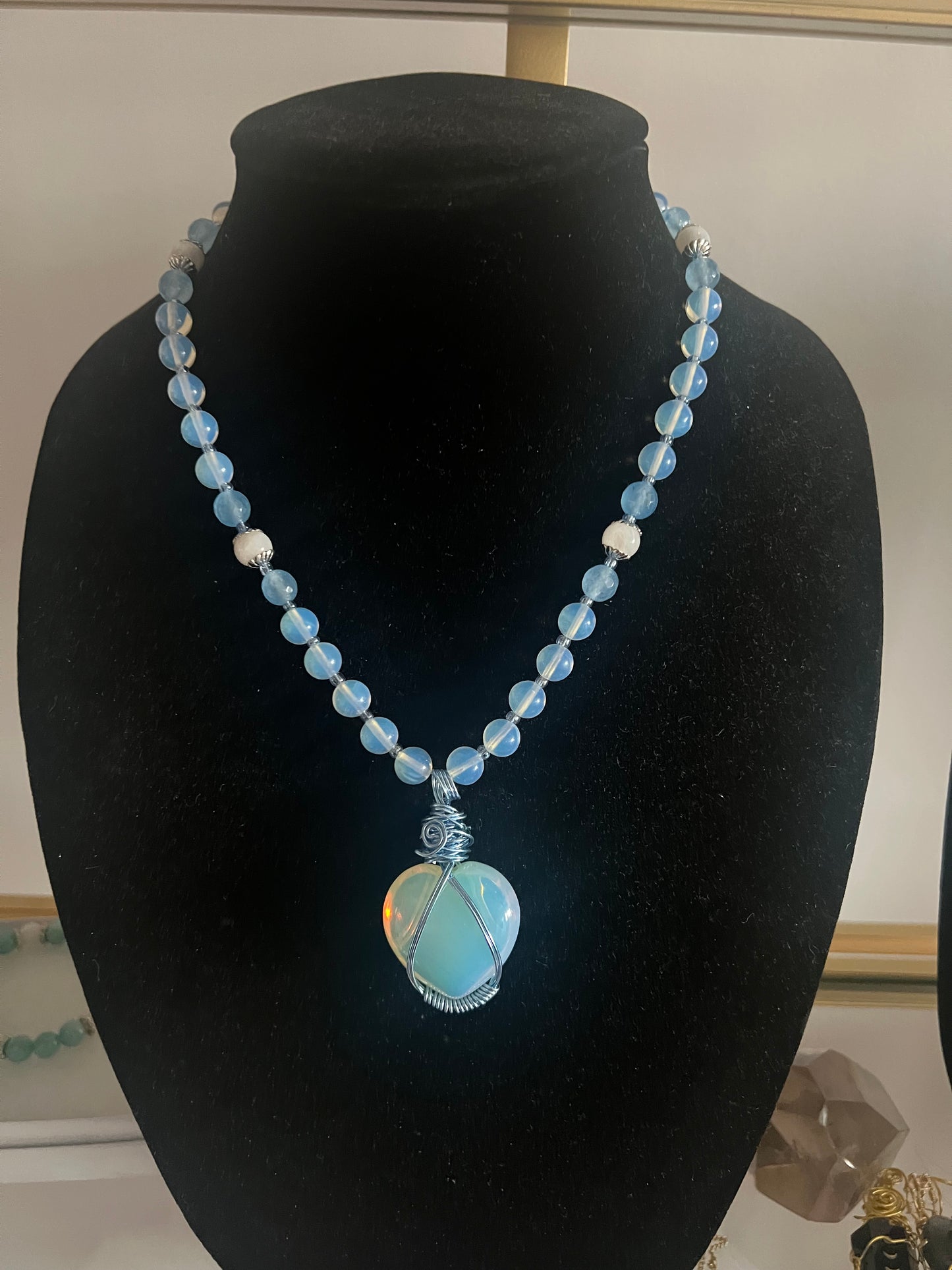 Ice Queen • Opalite & Moonstone Heart Necklace