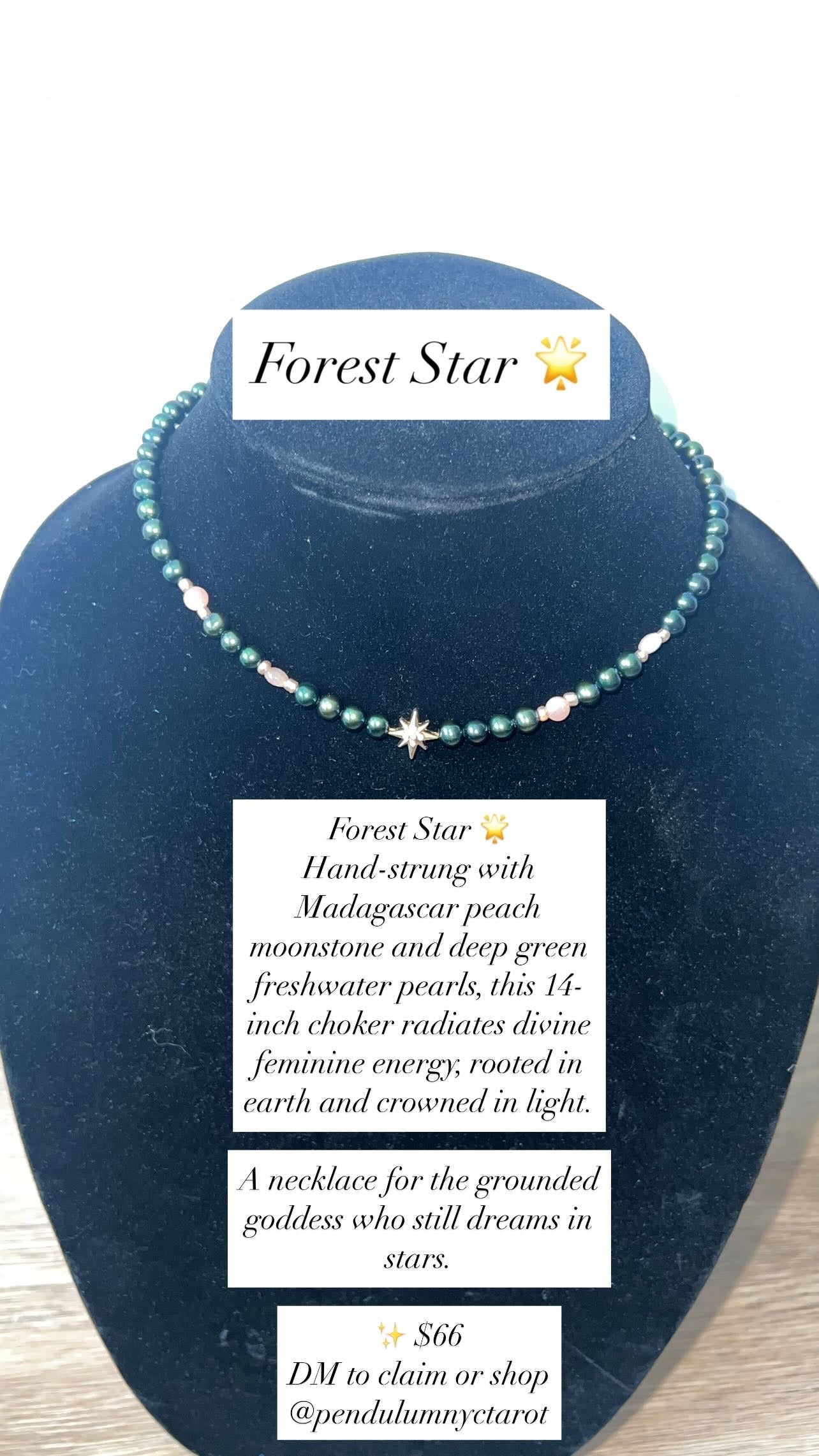 Forest Star Necklace – Moonstone & Freshwater Pearl