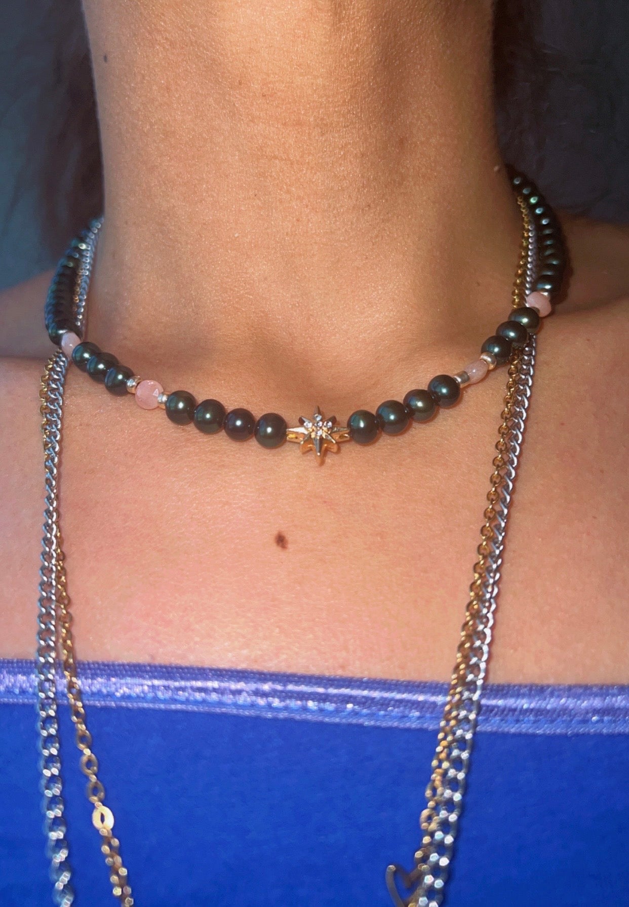 Forest Star Necklace – Moonstone & Freshwater Pearl