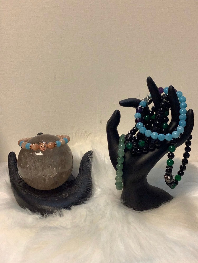 Wolf head 🐺 (crystal bracelet green onyx & black onyx )