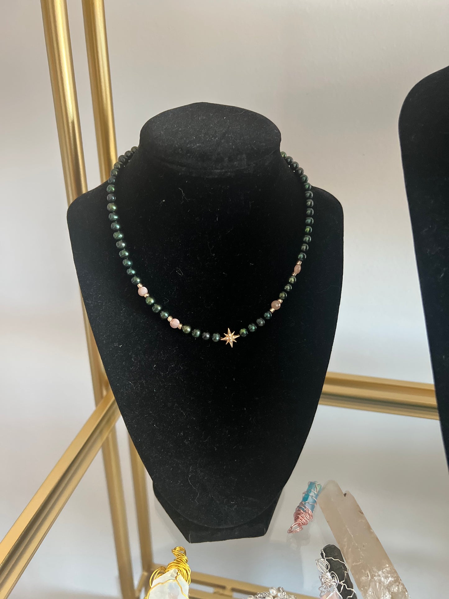 Forest Star Necklace – Moonstone & Freshwater Pearl