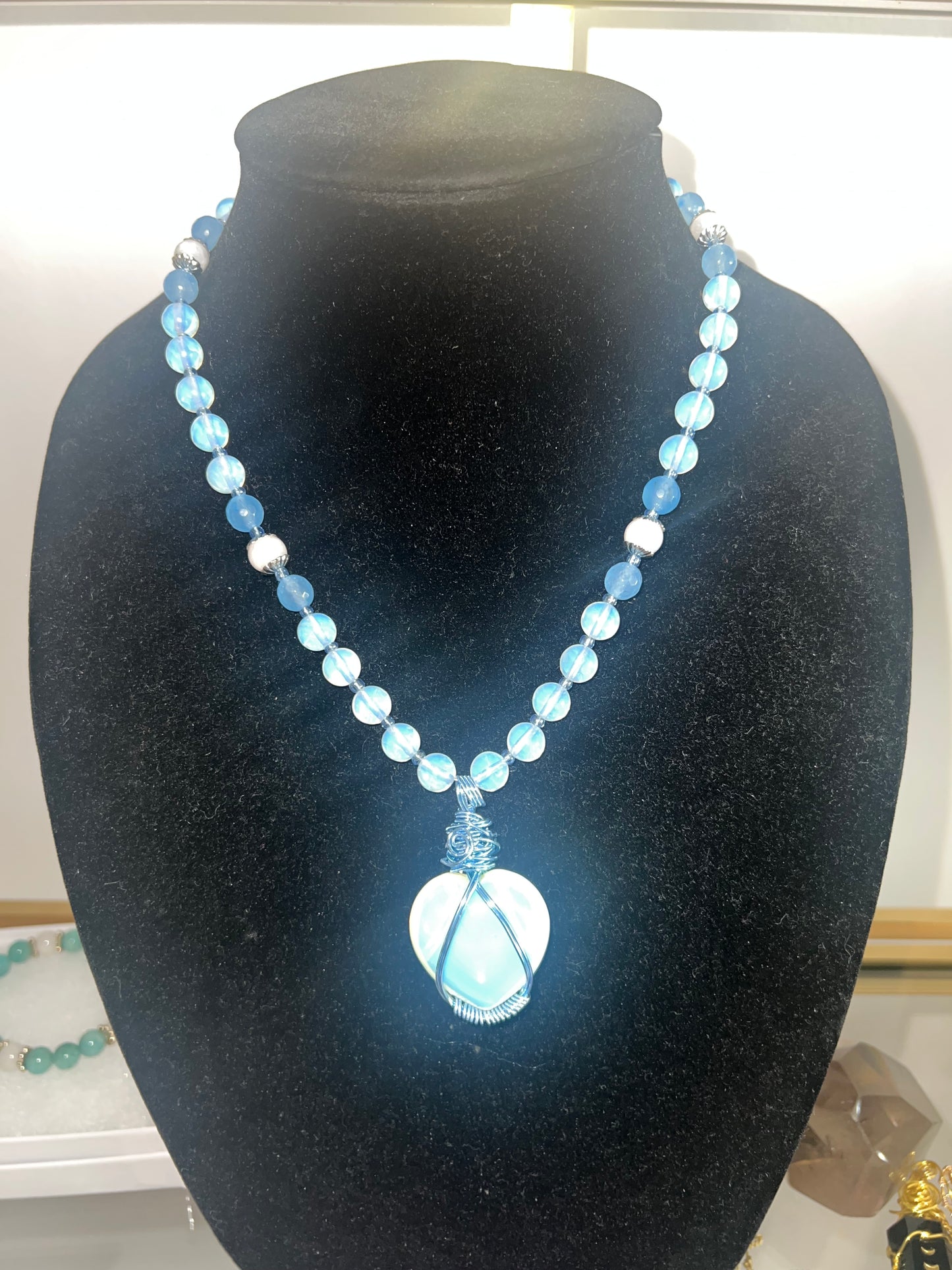 Ice Queen • Opalite & Moonstone Heart Necklace