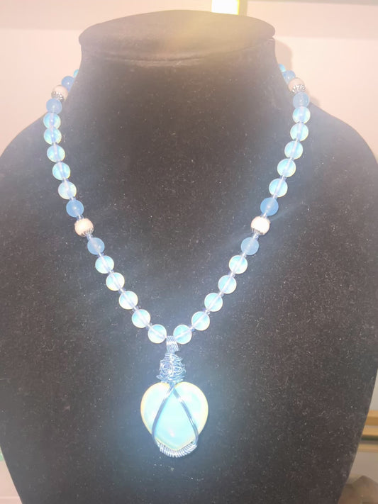 Ice Queen • Opalite & Moonstone Heart Necklace