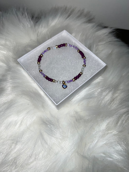 Purple evil eye bracelet
