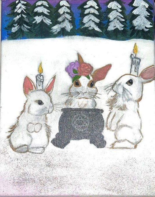 Painting bunny winter solstice